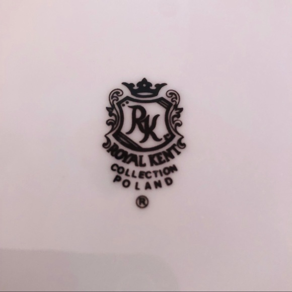 Royal Kent 6  Poland Moss Rose Gold Dinner Plate Set Cottage Holidays China Set - Picture 6 of 6